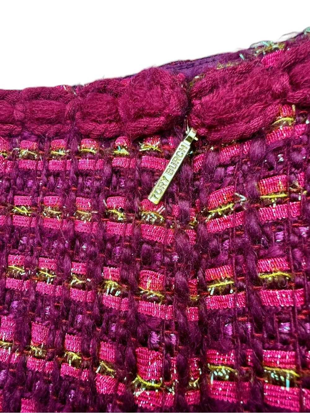 Tory Burch Tweed Pencil Skirt Burgundy Pink - 6